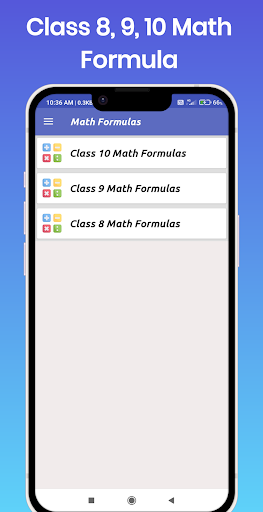 Android application Class 10, 9, 8 Math Formulas screenshort