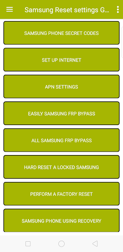 Android application Samsung Reset settings Guide screenshort