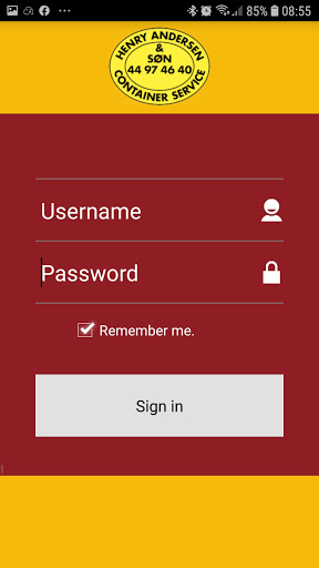 Android application Henry A Bestil tømning screenshort