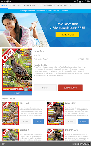 Android application Federcaza Revista screenshort