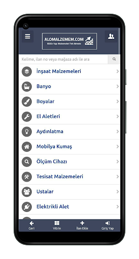 Android application Alo Malzemem screenshort