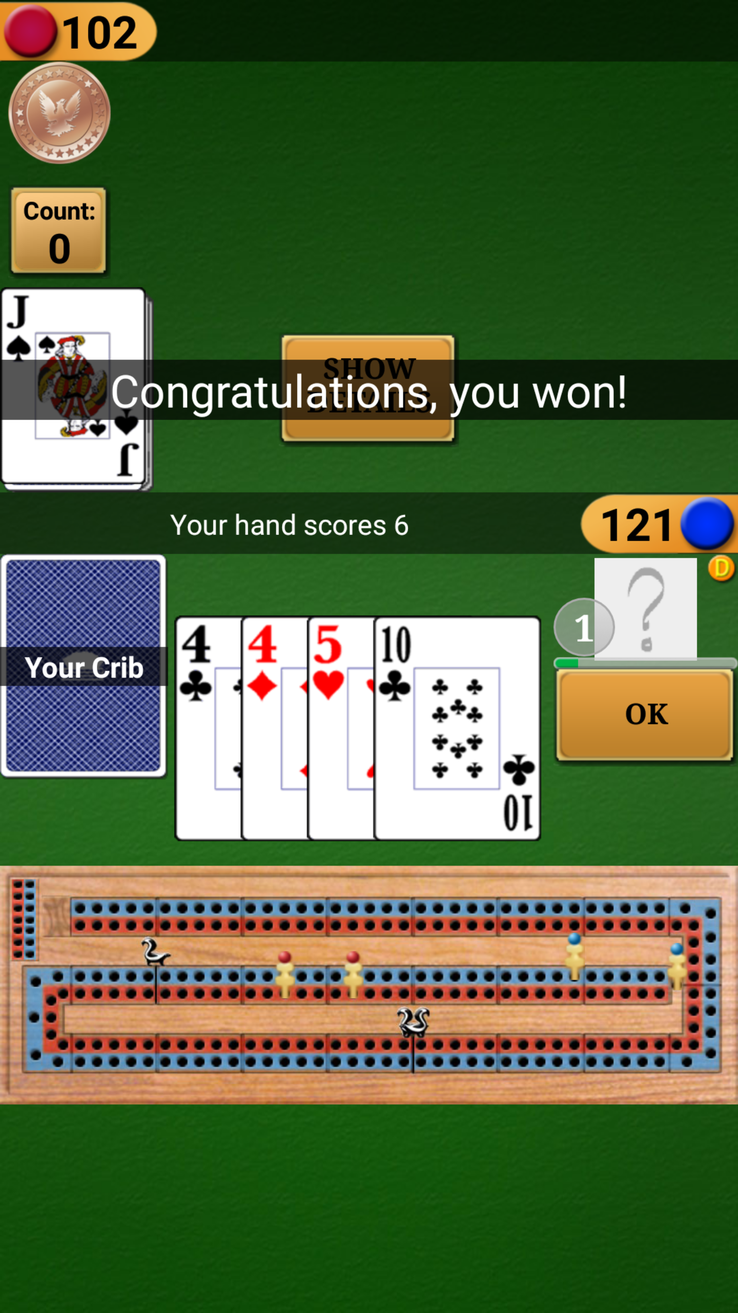 Android application Cribbage Pro Online! screenshort
