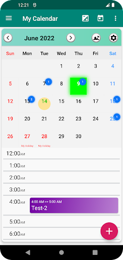 What Schedule: Calendar Tasks Screen 2