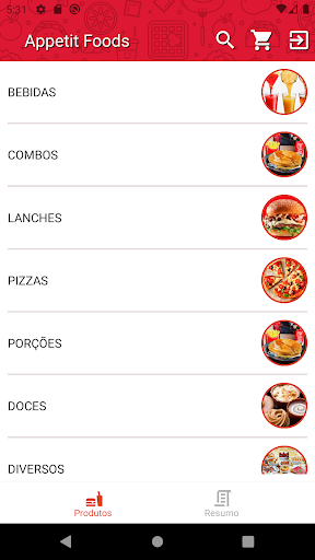 Android application Appétit Garçom screenshort