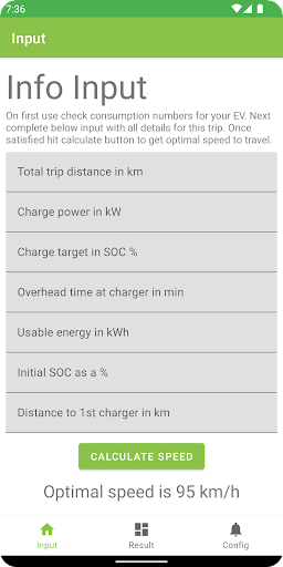 Android application OptiTripEV screenshort