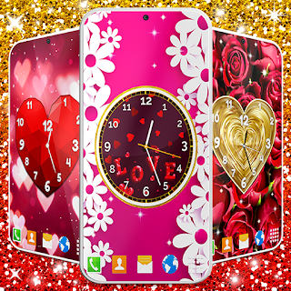 Love Hearts Clock Wallpaper apk