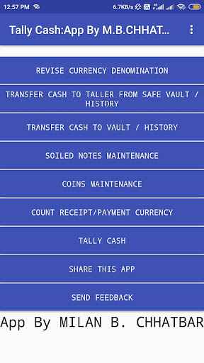Android application Tally Cash For Bankers screenshort