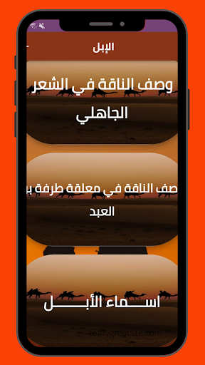 Android application معلومات عن الإبل screenshort