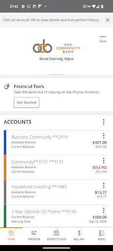 Android application OCB Banking screenshort
