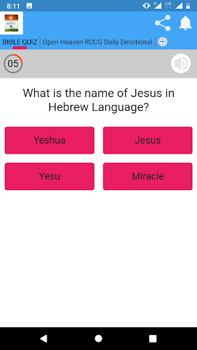 OpenHeaven RCCG BIBLE QUIZ Screen 3