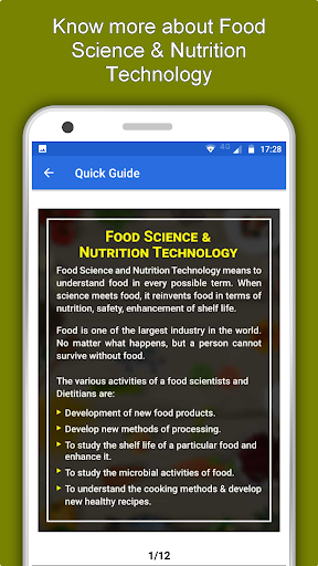 Screenshot of Food Science & Nutrition App