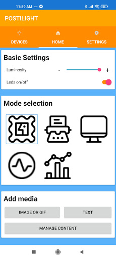 Postilight Control App Screen 2