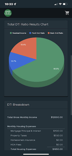 DTI Ratio Calculator Screen 3