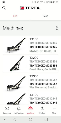 myTerex Customer Fleet Screen 3