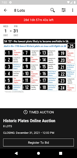 Historic Number Plates Auction Screen 2