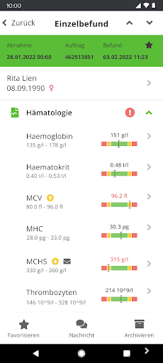 Laborbefund Screen 3
