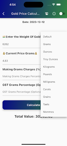 Indian Gold Price Calculator Screen 2