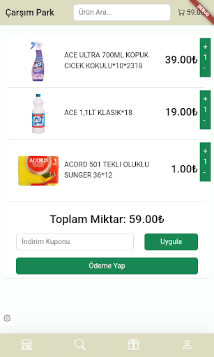 Android application Çarşım Park screenshort