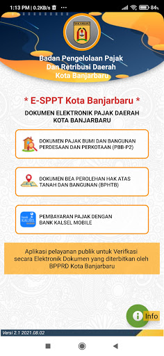 Android application E-SPPT Kota Banjarbaru screenshort