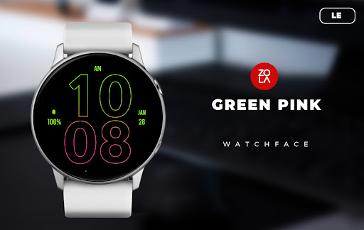 Android application Green Pink LE Watch Face screenshort