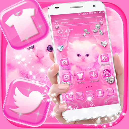 Cute Pink Cat Launcher Theme logo