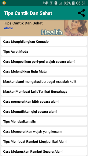 Android application Tips Cantik Dan Sehat screenshort