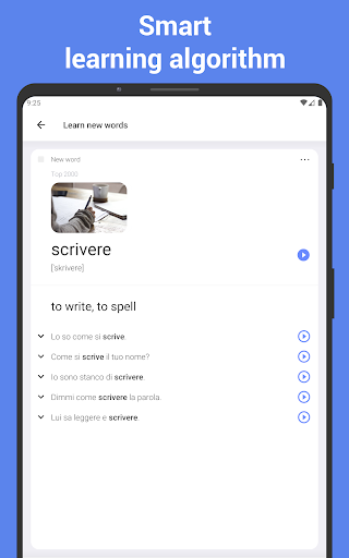 Screenshot of Learn Italian with flashcards!