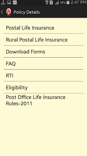 Postal Life Insurance Screen 3