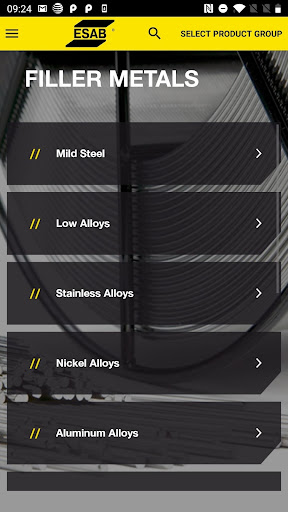Android application ESAB Ignite screenshort