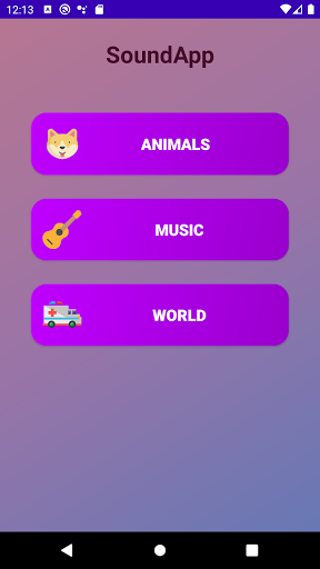 Android application Animal sounds, music buttons screenshort
