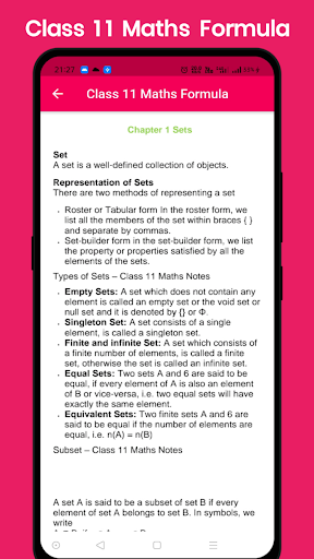Class 11 Maths Formula Screen 2