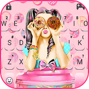 Pink Donut Girl Keyboard Theme