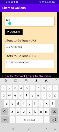 Liters to Gallons (Gal) Screenshot
