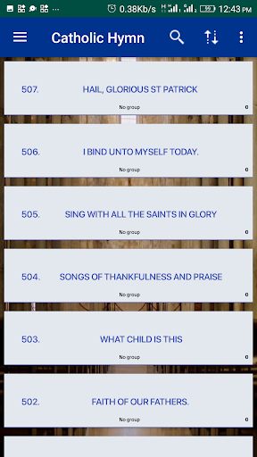 Android application Catholic Hymn screenshort