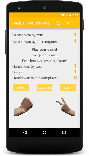 Android application Rock, Paper, Scissors screenshort