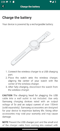 Android application User guide for Galaxy Watch 4 screenshort