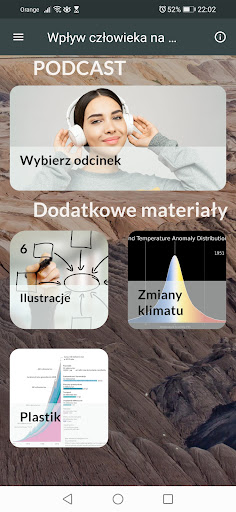 Android application Wpływ człowieka na środowisko screenshort