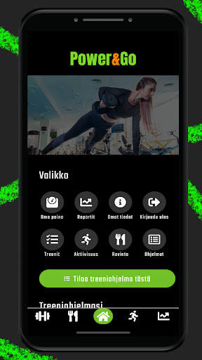 Android application Power&Go treenisovellus screenshort