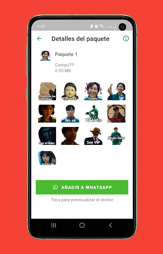Android application Stickers del Juego del Calamar screenshort