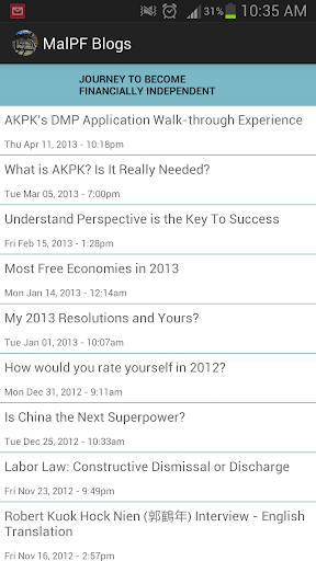 Android application Malaysia PF Blogs screenshort