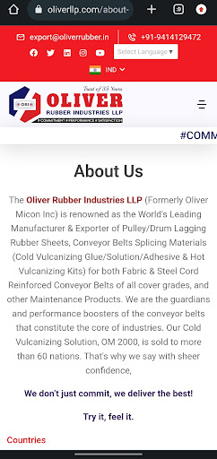 Oliver Rubber Industries LLP Screen 2
