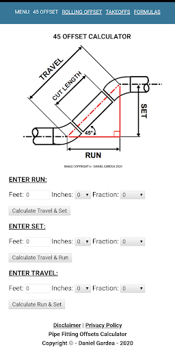 Android application Pipe Fitting Offsets Calculato screenshort