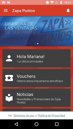 Android application Zapa Puntos screenshort
