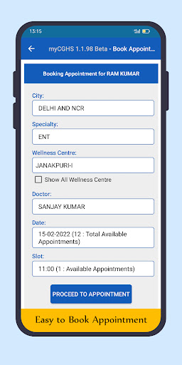 myCGHS Screen 3