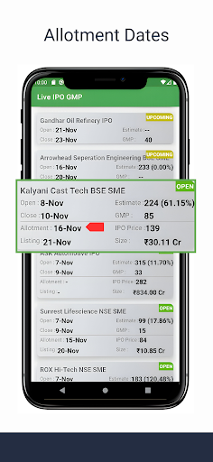 LIVE IPO GMP - Listing Price Screen 3