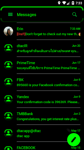 SMS Messages Neon Led Green