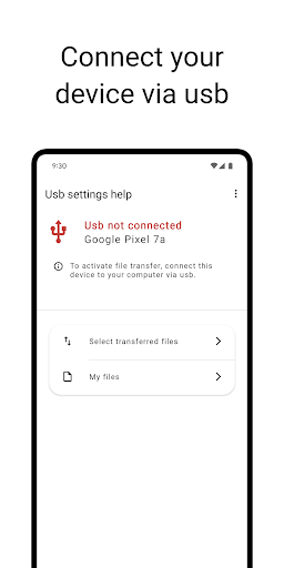 Android application Usb settings help screenshort