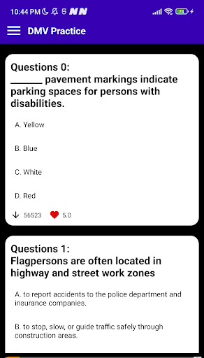 Android application DMV Practice for US screenshort