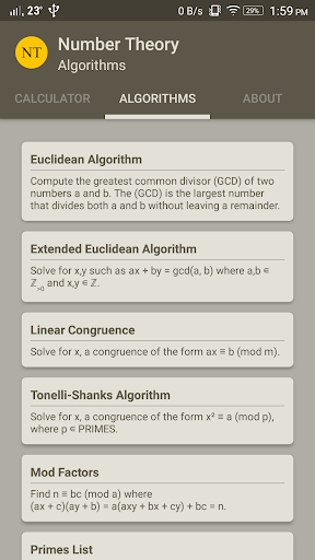Number Theory Algorithms Screen 2