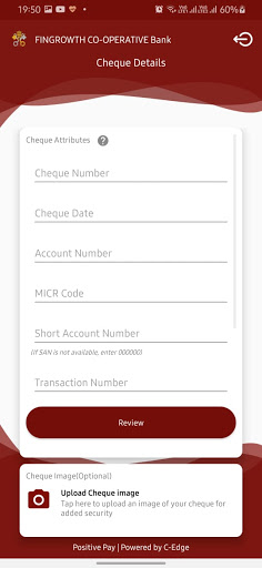 Fingrowth Positive Pay Screen 3